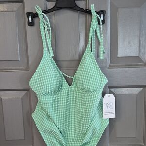 Green Gingham One-Piece Swimsuit